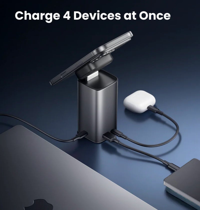 شارج بنك الطاقة SHARGE StandMag بسعة 15000 مللي أمبير في الساعة، شحن سريع بقوة 100 واط عبر منفذ USB-C PD، شحن لاسلكي مغناطيسي بمعيار Qi2، شاشة ذكية وحامل قابل للتعديل، لون أسود - Image 2
